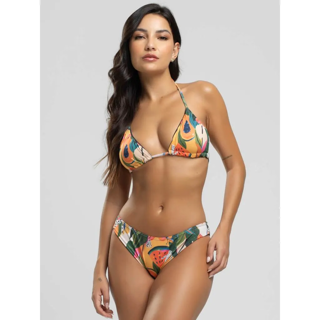 Biquíni Cortininha Calcinha Comum Estampa Digital Tecido UV 50+ Estampado Moda Praia Verão Bikini