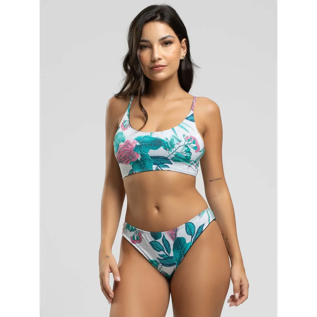 Biquini Faixa Calcinha Comum Estampado Proteção Uv 50+