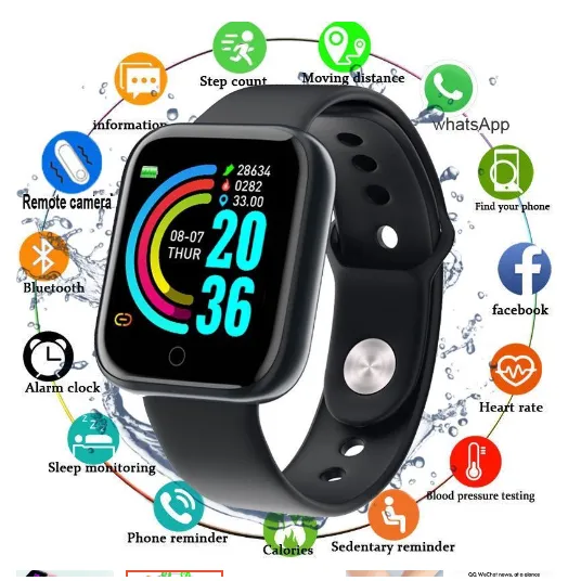 Relogio Smartwatch Smart Bracelet D20 Relógio inteligente para Android e IOS Esportivo Prova D’água Rastreador Monitoram