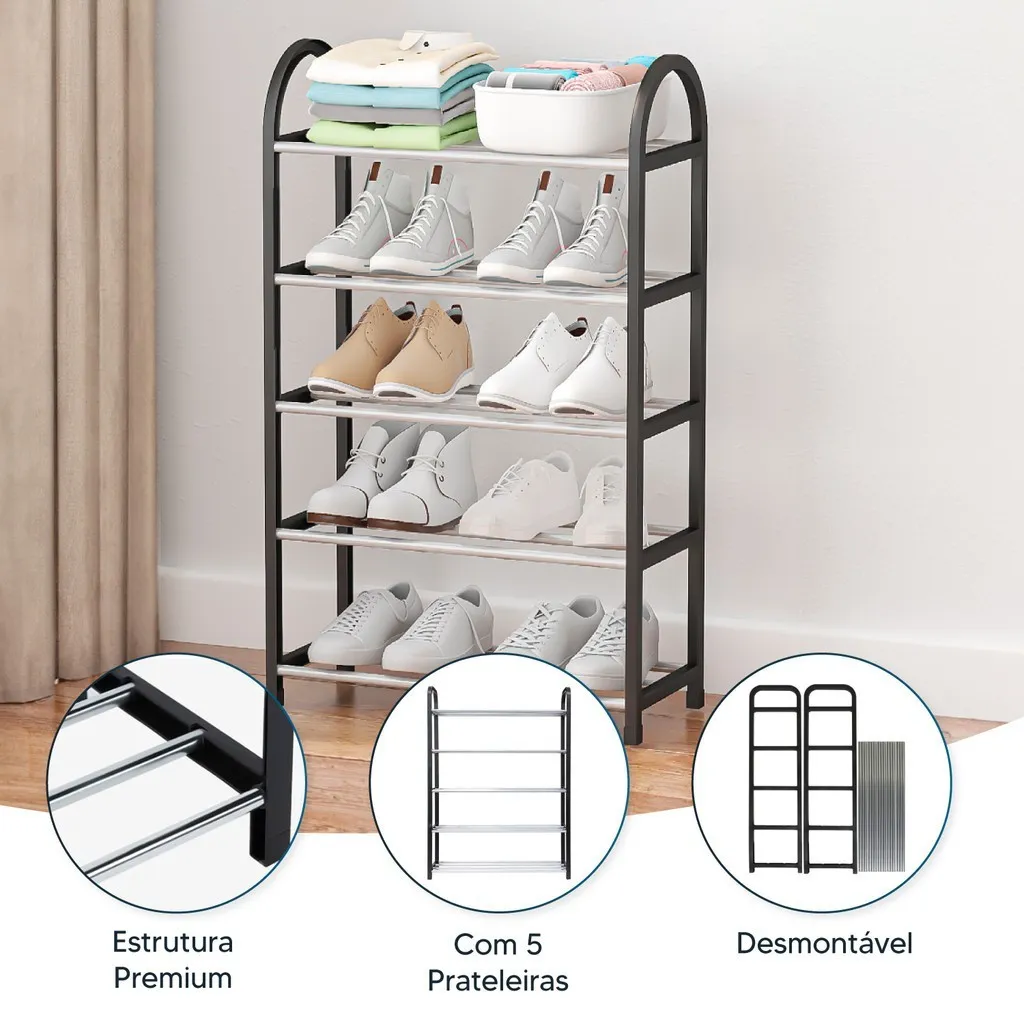 Sapateira 4/5 andares Organizador de Sapatos Tenis 8 Pares Desmontavel sapateira hall de entrada estante organizadora