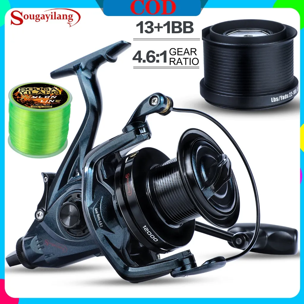Sougayilang 13 + 1BB Carretel De Pesca De Metal Completo 9000-12000 Eva Handle Sea Spinning Reel 30Kg Drag Power Carp Fi