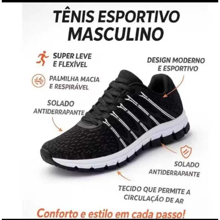 Tênis Esportivo Masculino e Feminino Academia leve + Meia de Algodão Costurado Colado Solado Antiderrapante Resistente