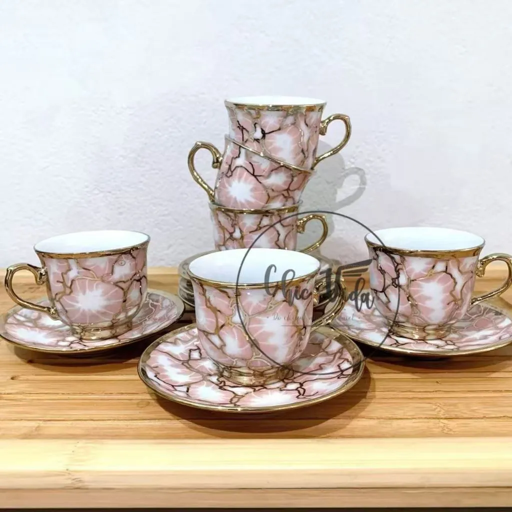 Xícaras De Café Kit Com 12 Peças De Cerâmica Em Porcelana Conjunto Barato Presente