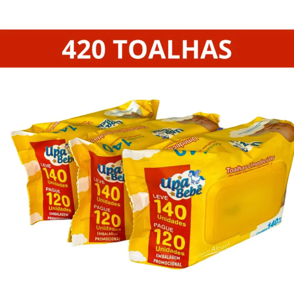 420 Toalhas Umedecidas 3 Pacotes Upa Bebê Promoção