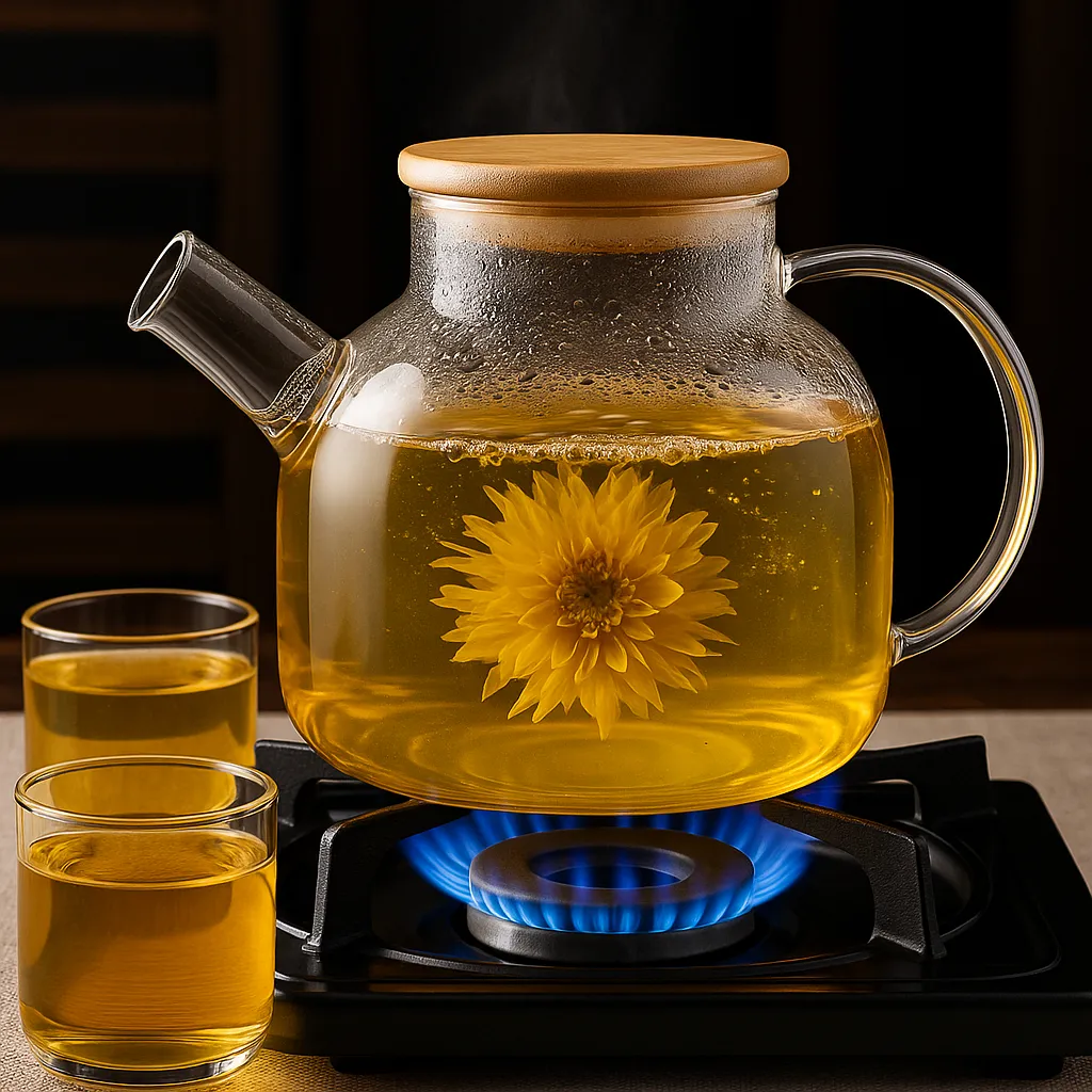 Chaleira De Vidro C/ Infusor Inox 1000 Ml Resistente Ao Fogo