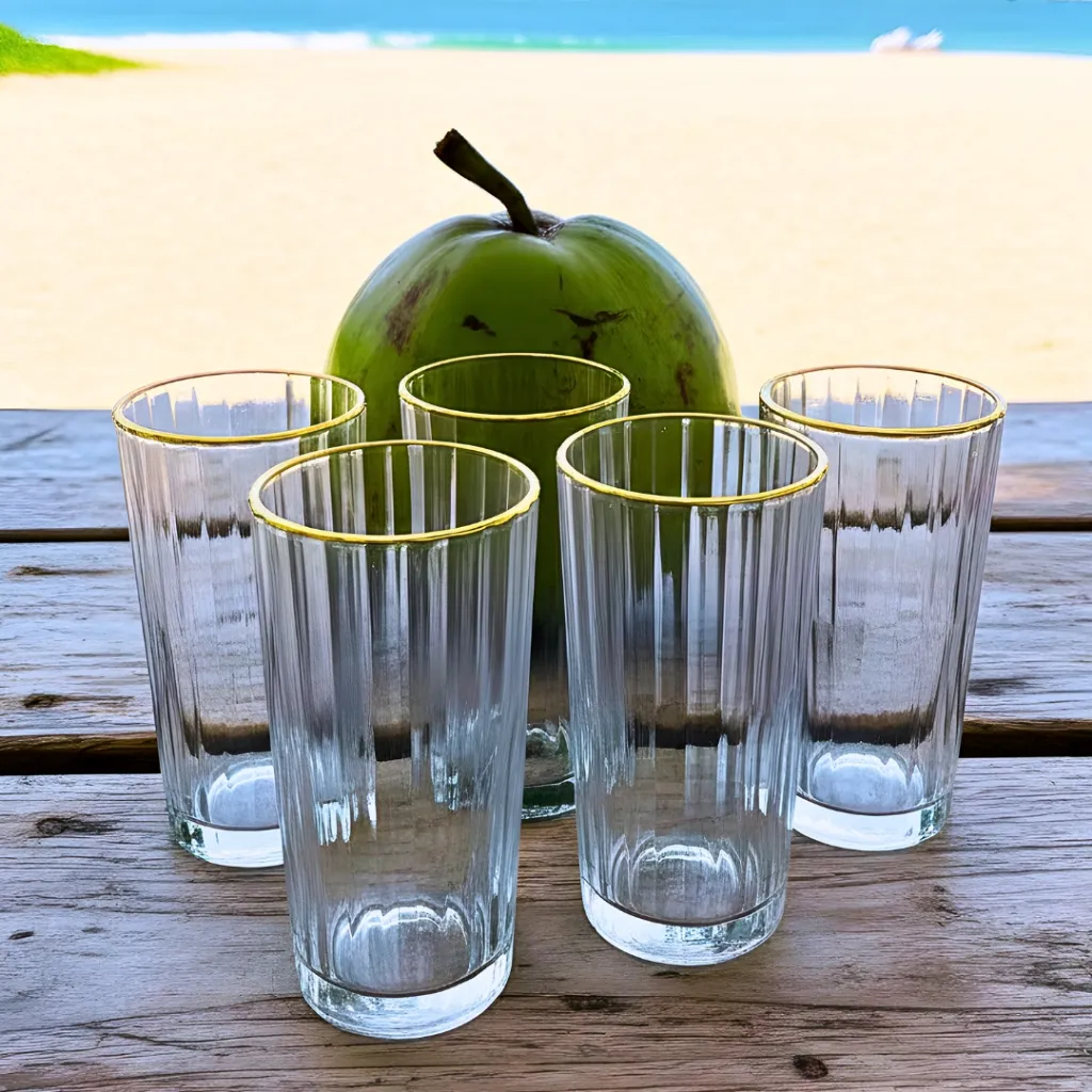 Conjunto Kit 6 Copos De Vidro Trabalhado Grafiatto Luxo...