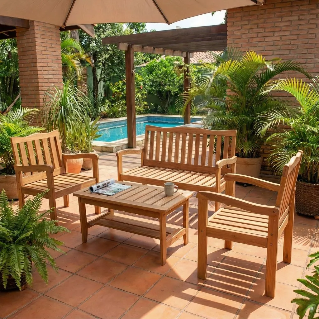 Conjunto para Jardim de Madeira Eucalipto 4 Peças sem A...