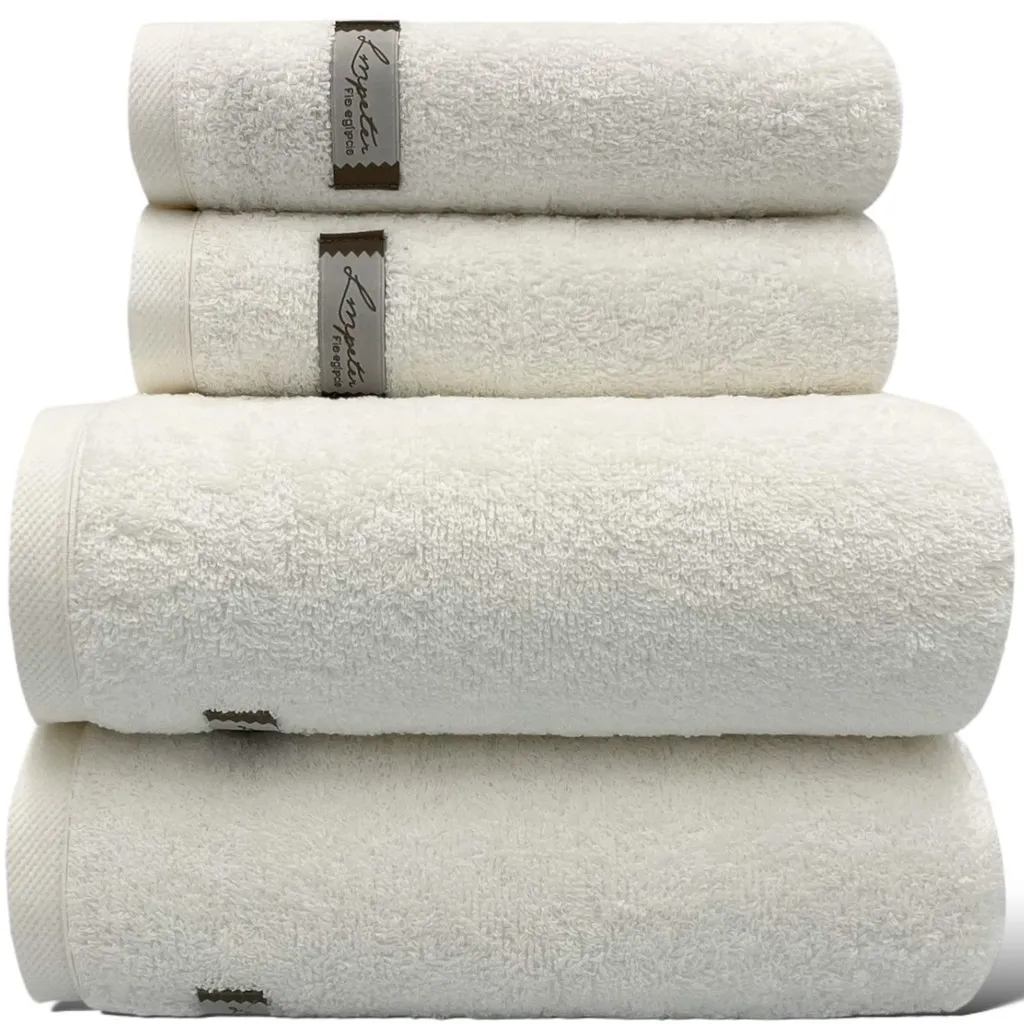 Jogo de Toalha Algodão Egípcio Branca 04 Peças Banhão/G...