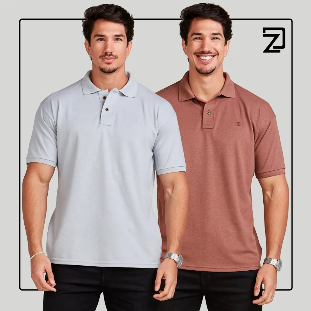 KIT 2 Camisas Polo Masculina Piquet