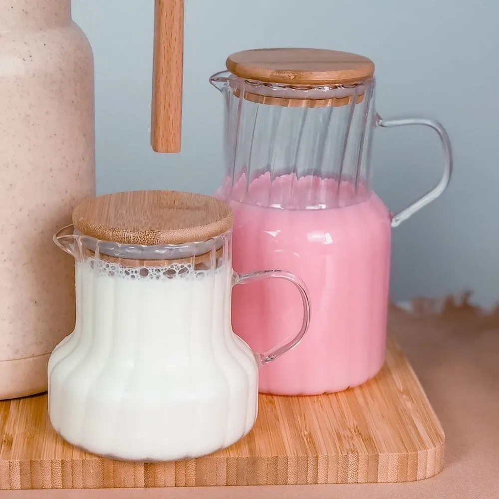 Kit 2 Jarras Fechamento Hermético Vidro e Bambu Mesa Po...