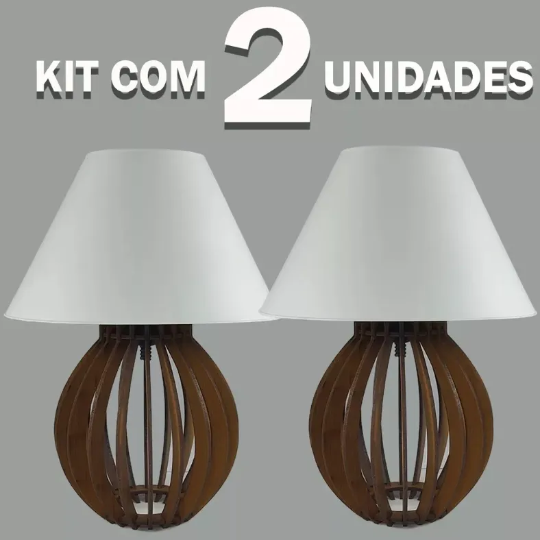 Kit 2 unidades Abajur La Finesse Cupula – Luminária Para Decoração Quarto e Sala
