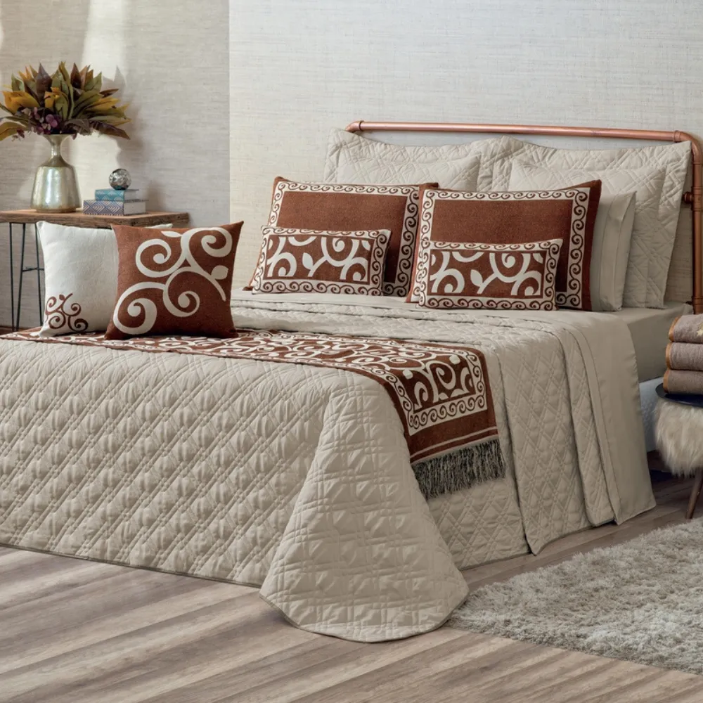 Kit Colcha Cobre Leito Casal King Completo 14 peças Tur...