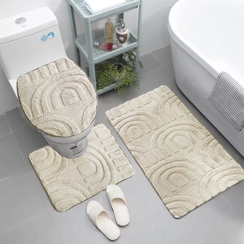 Kit com 3 peças para Banheiro com estampa floral, jogo antiderrapante casa decoração promoção
