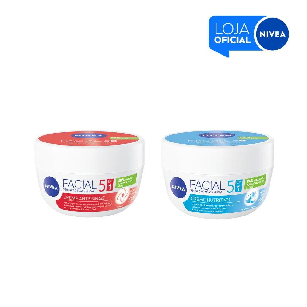 KIT NIVEA Creme Facial Nutritivo 100g + NIVEA Creme Fac...