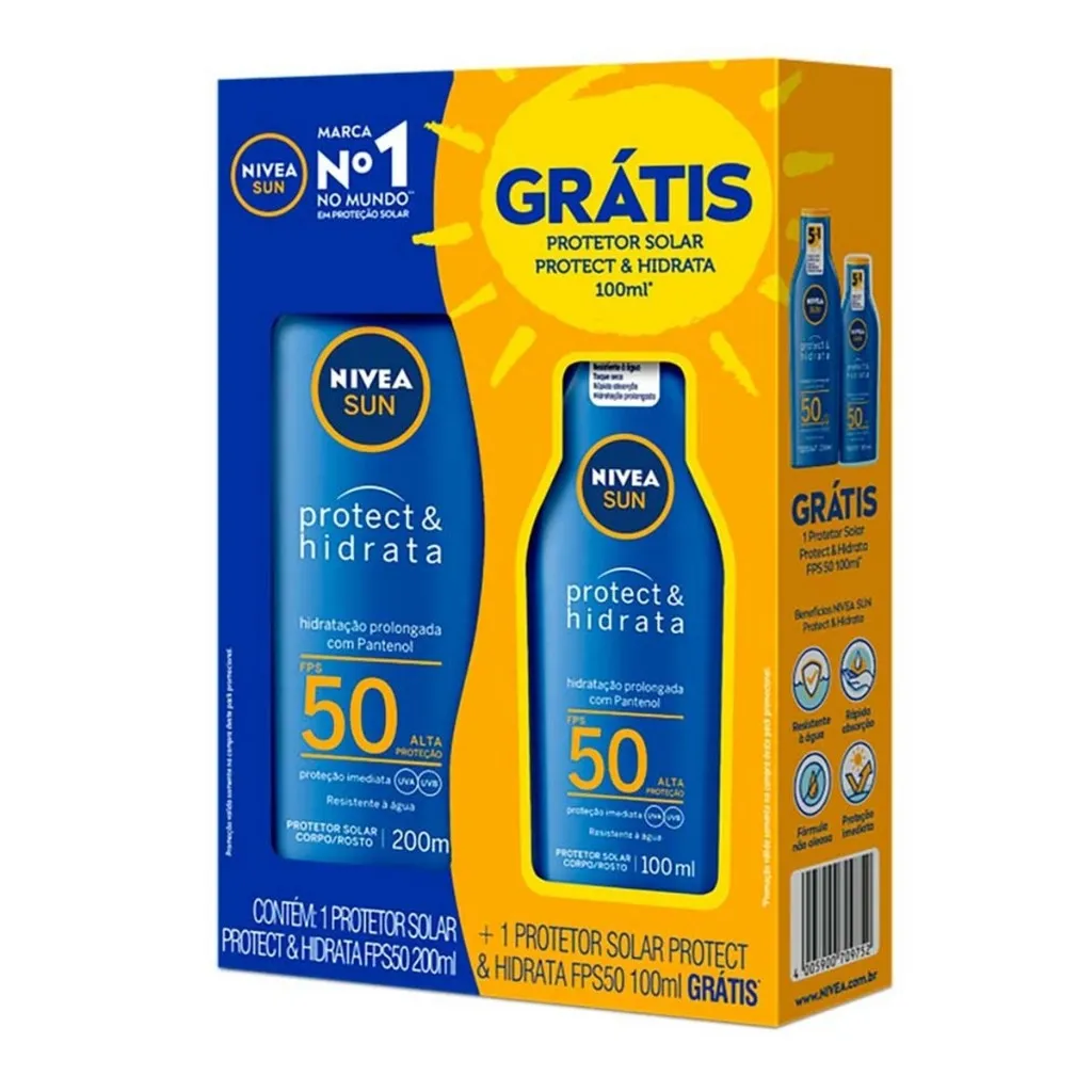KIT NIVEA Protetor Solar Corporal FPS50 200ml GRATIS FPS50 100ml