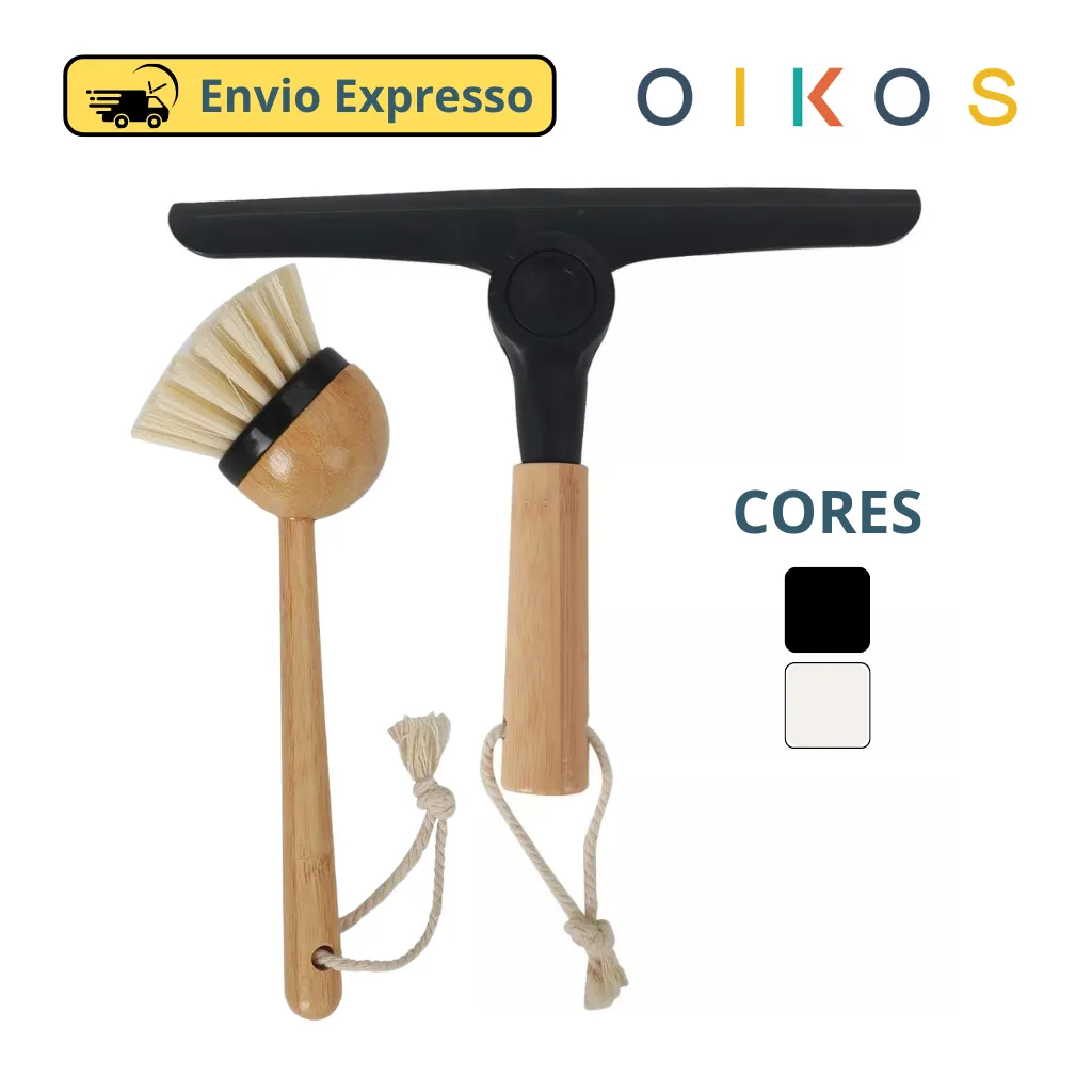 Kit Rodo De Pia Dobravel e Escova De Limpeza Cabo Longo