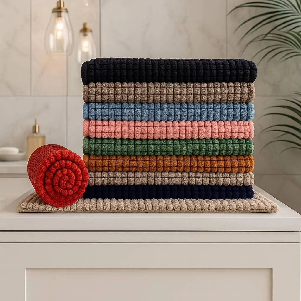 Kit Tapete de Banheiro Bolinha Macarrão Dedinho Antiderrapante Várias Cores