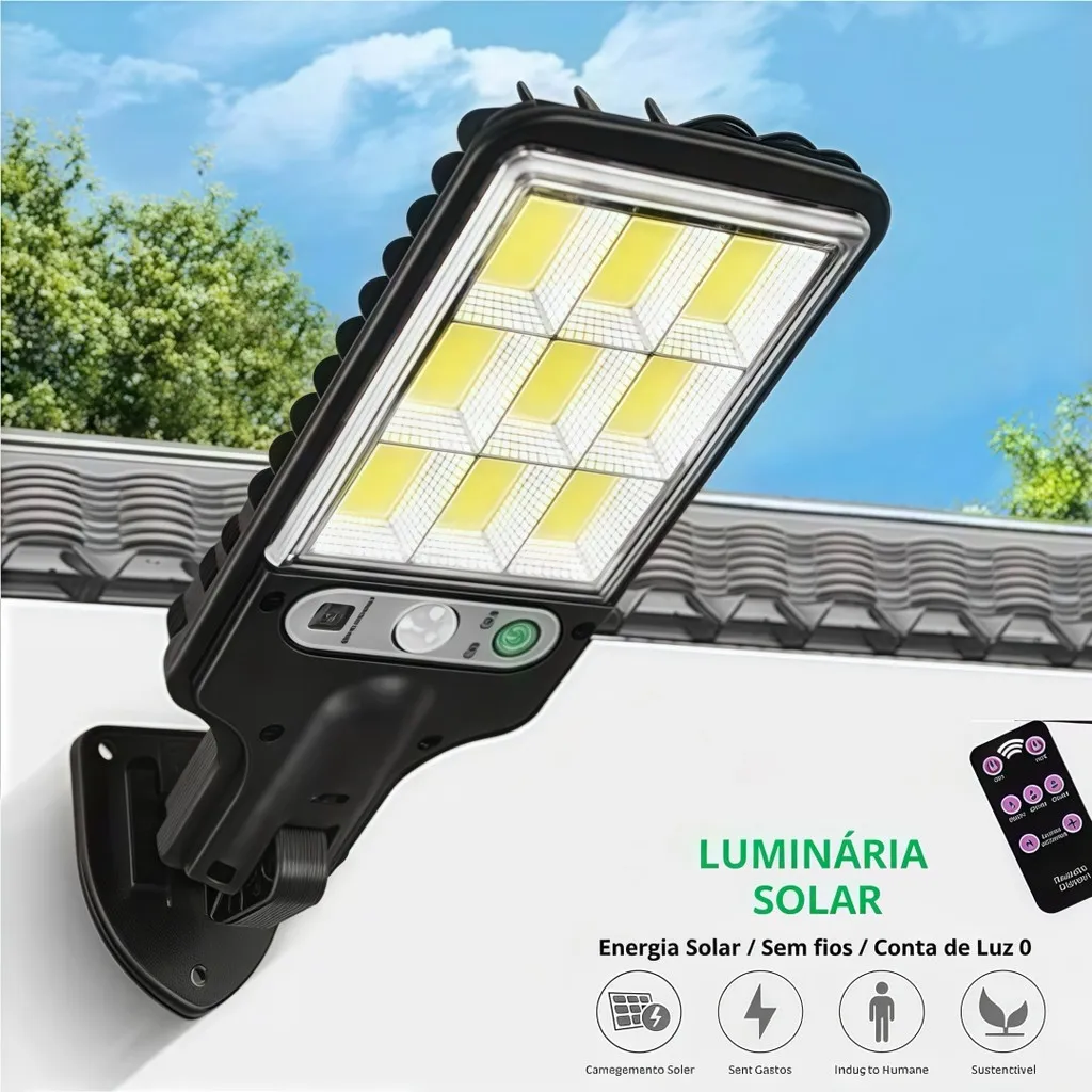 Luminária Solar Parede 108 COB Carregar LED Luz Branco ...