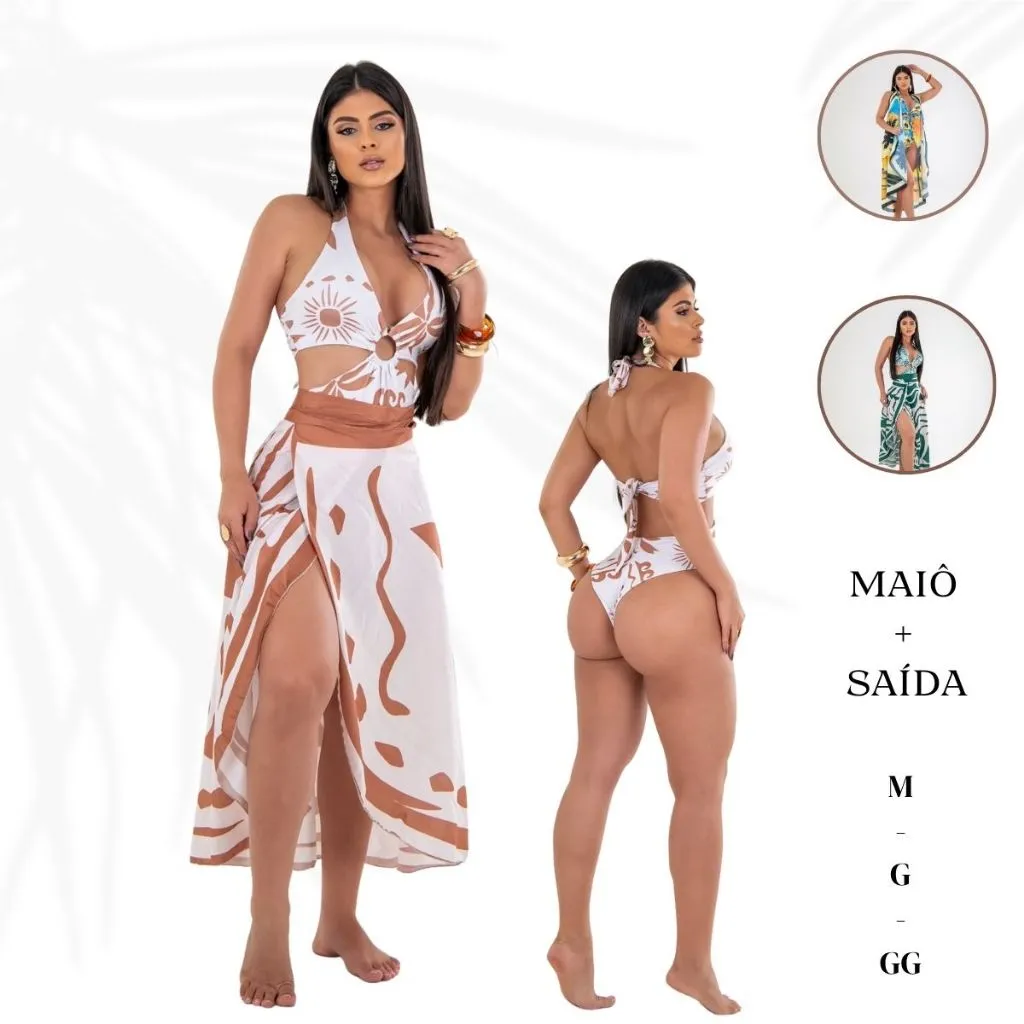 Maiô Suplex Forro Duplo Saída Estilo Pareô Elegante Confortável