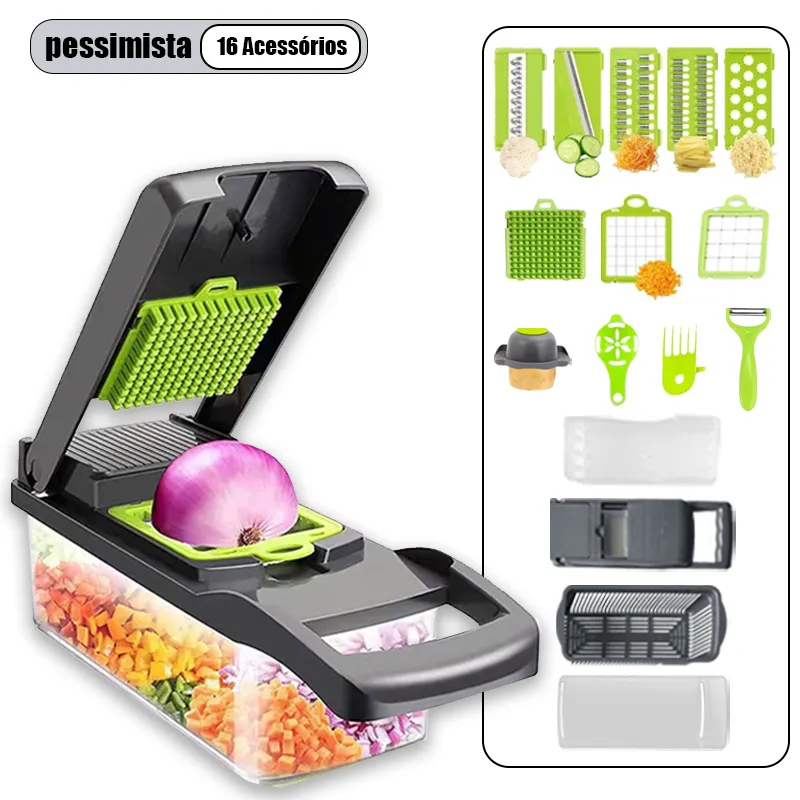 Professional Multipurpose Kitchen Slicer Stainless Steel 16 in 1 Slicer Cutter Grater Vegetables Fruits Foods