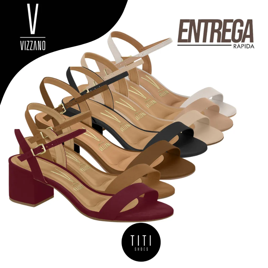 Sandália Vizzano Original Salto Bloco Baixo Grosso Confortável Trabalho Social Festa Evento Macia