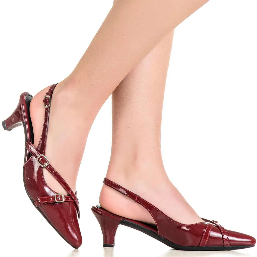 Sapato Feminino Scarpin Social Slingback Bico Fino Salt...