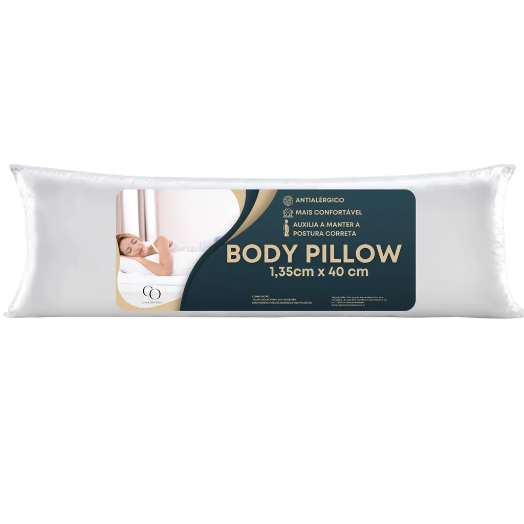 Travesseiro De Corpo Antialérgico Gigante Com Zíper 1,3...