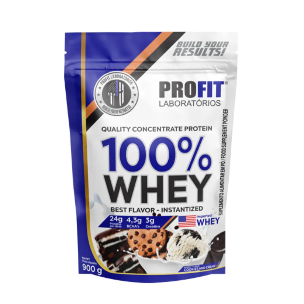 Whey Protein 100% Concentrado 900g Qualidade em Refil