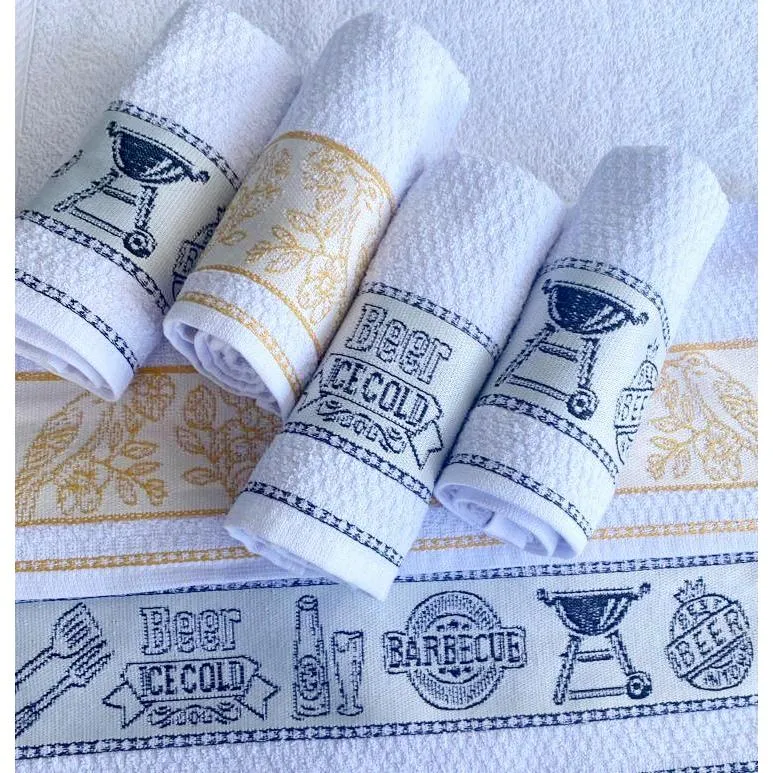 Kit 7 Panos Atoalhados Copa Cozinha Prato Direto De Fab...