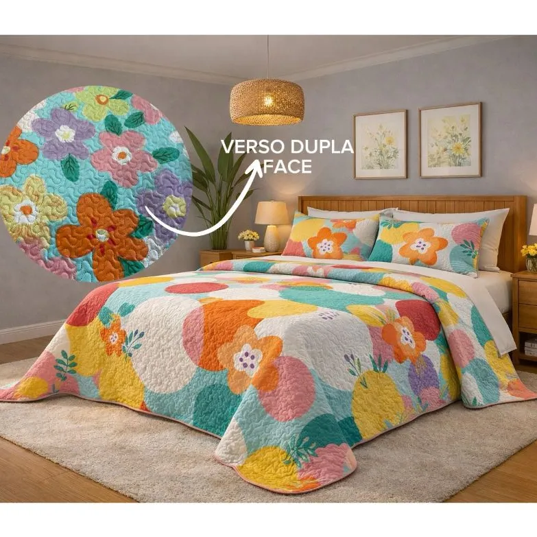 Kit Colcha Cobre Leito Luxo Casal Queen/Box + 2 Porta &...